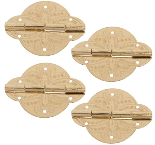 OUNONA 4 Cerniere in Ottone Anticato per Portagioie 42x31mm, Cerniere Metalliche Decorative per Scatole di Legno e Mobili Antichi, Ferramenta per Mobili Vintage Adatta a Fai da Te