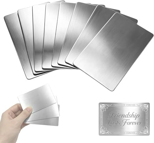 8 Tarjetas de Visita de Metal de Acero Inoxidable, Tarjetas de Regalo Grabadas con Máser Óptico de 8,5 x 5,55 cm para Clientes de Oficina y Contactos Empresariales, Tarjetas de Visita Personalizadas,