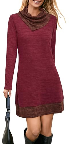 STYLEWORD Robe tricotée Robe Pull à Manches Longues pour Femme Robe Chaude d'hiver Robe Tunique pour l'automne Hiver