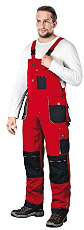 Leber & Hollman Herren Arbeits-Latzhose LH-FMN-B, 65% Polyester 35% Baumwolle 270 g/m2 und Verstärkung aus Cordura-Stoff, mit Taschen für Knieschoner