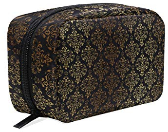 FANTAZIO Kosmetiktasche für Damen, anmutige Goldblumen