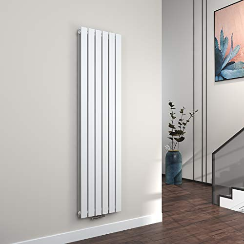 EMKE Vertikal Heizkörper 1800x460 mm Design Flachheizkörper mit Mittelanschluss, Doppellagig Weiß Paneelheizkörper Wandheizkörper für Bad, Schlafzimmer & Wohnzimmer, 1624W