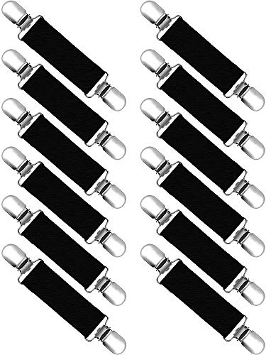 Zhanmai 6 Pairs Mitten Clips Elastic Stainless Steel Gloves Clips for Dress Pants Sweater Shawl Hat Dog Diapers Clip(18 cm, Black)