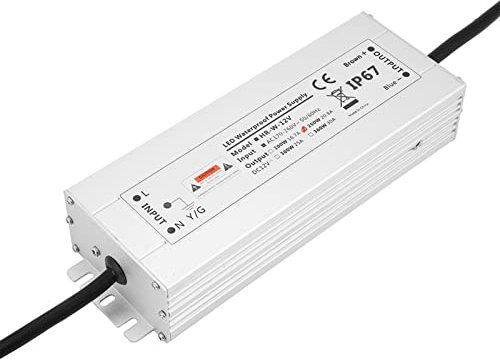 Transformador LED de 12 V/24 V, 250 W, 20,8 A, 10,4 A, fuente de alimentación LED IP67, impermeable, carcasa de aluminio, alimentación LED para tira luminosa (12 V, 20,8 A, HRW-12V250 W)