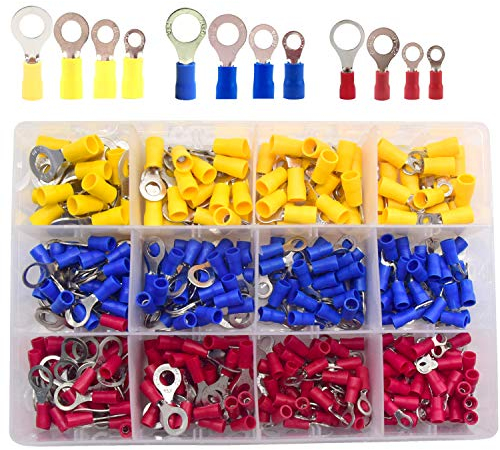 CEEYSEE 360 Pezzi Anello Capocorda Elettrico Terminale Connettori Elettrici Diametro Foro Ø M4 5 6 8 Crimpare Connettori – Per Cavi Da 0.5 – 6,0 mm² (Rosso、Blu、Giallo/YPRZ)