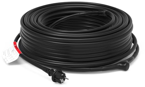 HEATIT JHSD 18m Heizkörper elektrisch Heizkabel mit Thermostat wasserdichte Begleitheizung Ideal für Wasserleitung oder Pflanzen, Innen-Rohrbegleitheizung 17W/m 230V IP65