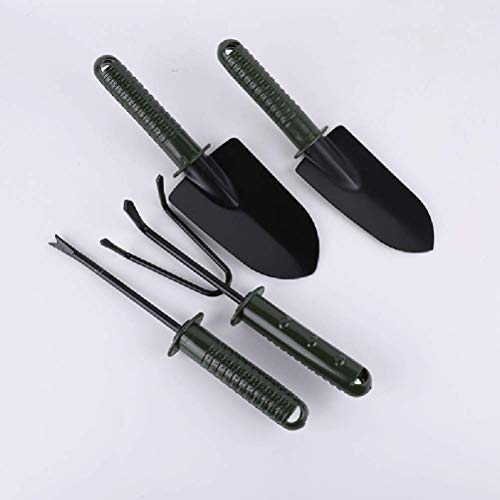 KUANDARMX Sehr gut 4-teiliges Garten-Kleingeräte Set bestehend aus Doppel, Hand-Grubber und Blumen-Kelle für Pflanzen und Gartenarbeit Anwesend