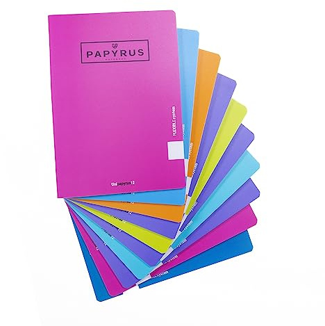Unipapel 98421699 Notizbücher, A4, 48 Blatt mit Rand, Polypropylen, Papyrus 12, zufällige Farbauswahl