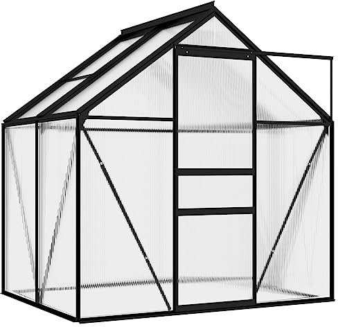 vidaXL Gewächshaus UV-beständig Wärmeisoliert Treibhaus Tomatenhaus Frühbeet Garten Pflanzenhaus Gartenhaus Anthrazit Aluminium 2,47m²