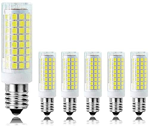 E14 10W Dimmable Chandelier LED Light Bulb(6 Pack), 6000K Daylight White 102 LED 2835-SMD 900LM Light Bulb for Electric Window Candle Lamp, 90 Watt Incandescent Bulb Equivalent, AC 120V