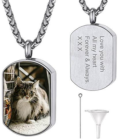 GoldChic Pendentif Urne Funéraire Cendre Collier Femme Crémation Coeur Chaine Acier Inoxydable Prénom Personnalisé Souvenir Animaux Chien Chat Nom Gravé Commémoration Argenté Bijoux Cadeau Pâque