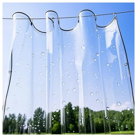 Telone Trasparente Impermeabile con Occhiellato, 0.3mm Antistrappo Antipioggia Telone in PVC, Coprire da Esterno Proteggere per Balcone, Gazebo, Serra, Giardino Mobili, 400g/m²