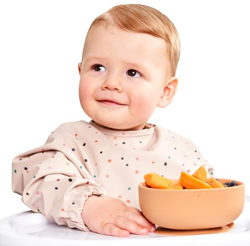Nombear Baby Lätzchen mit Ärmeln für BLW (6 bis 24 Monate), 1 Packung - Wasserdichtes Ärmellätzchen Alternative zu Silikonlätzchen, Ganzkörper Lätzchen Baby, Babylatz Beikost Zubehör