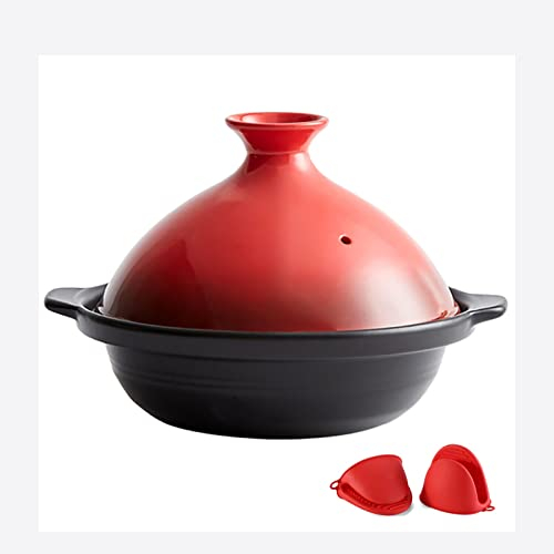 YLWX Handgefertigter Tajine -Topf Marokkaner, Tagine Marokko, Einfacher Tontopf Zum Kochen, Keramik Kochgeschirr Für Gaskocher (Color : Rot, Size : X-Small)