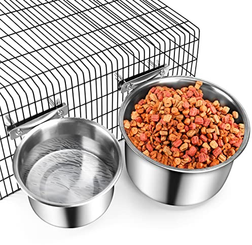 ShineMe - Ciotole per alimenti per cani, in acciaio inox, per gabbia