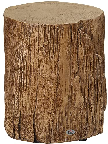 HOMCOM Beistelltisch Baumstumpf-Optik Nachttisch Wasserdicht, Couchtisch aus Anorganischem Erzpulver, Wohnzimmertisch Sofatisch für Wohnzimmer Schlafzimmer 37 x 37 x 43 cm Natur