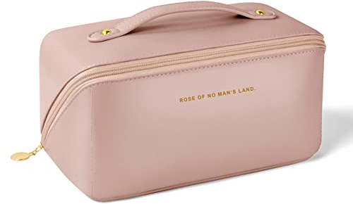 Aucuu Reise Kosmetiktasche, PU Leder Tragbar Reise Make-up Tasche mit Großer Kapazität Wasserdichter, Portable Schminktasche Kulturbeutel-Organizer für Toilettenartikel