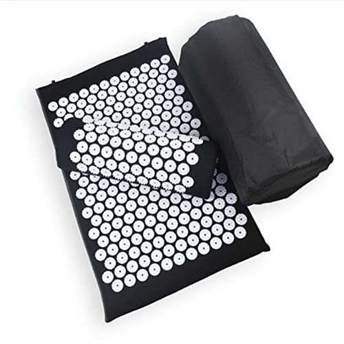 Akupressurmatte Set Akupressurmatte Set mit Massagekissen mit Nackenkissen und Tragetasche zur Schmerzlinderung am Rücken Kopf schwarz