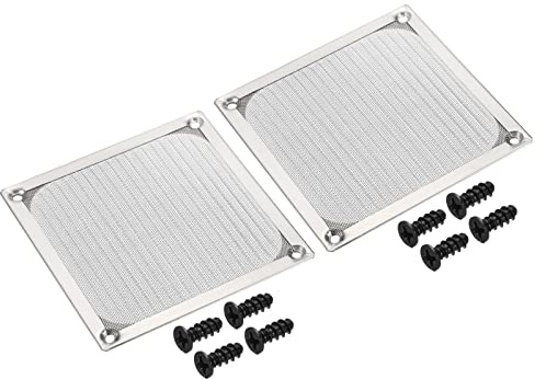 PATIKIL 120mm Fan Filter Grills with Screws, 2 Pack Aluminum Frame Stainless Steel Mesh Dustproof Cover for Computer Case, Silver