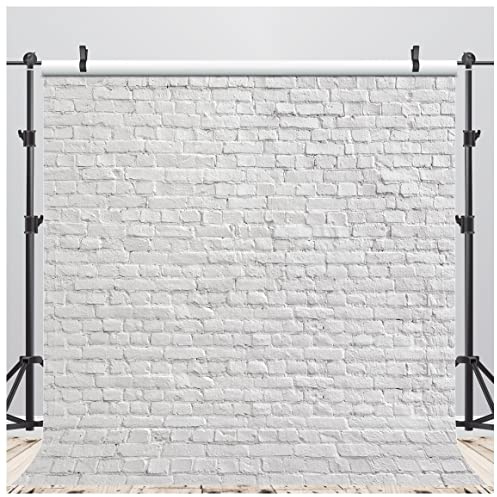 LYWYGG 8x8FT White Brick Wall Backdrops Vinyl Backdrop Photography Brick Wall Home Photography Decoration Office Decoration Background Brick Backdrop Photo Studio Wood Plank Backdrops CP-313-0808