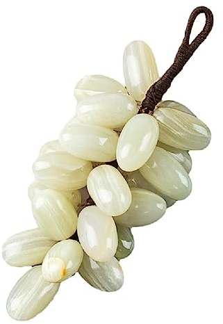 T-PTURET Natural Crystal Jade Grape Ornament Stone Fruit Crafts Decor for Bedroom Living Dormitory Party Decorations