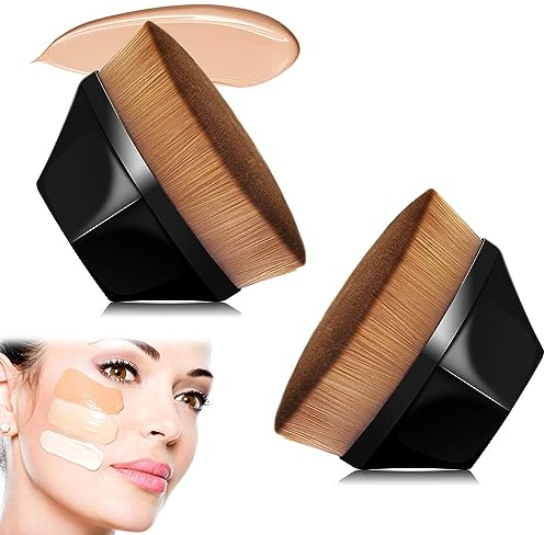 2 pezzi ideali per pennelli professionali per base del viso, Kabuki fondotinta con scatola, base del pennello, spazzola professionale Kabuki per il trucco liquido (nero)