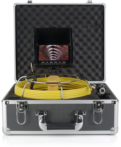 Endoskopkamera mit Licht, KAOLALI Endoskopkamera mit 5 DVR Bildschirm Inspektionskamera IP68 Wasserdicht mit 8GB SD-Karte 110° Winkel Video Kanalinspektionskamera für Klempner (30M)