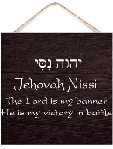 Holzschild mit Aufschrift Jehovah Nissi The Lord Is My Banner He Is My Victory in Battle, Holzpalette, Wandschild, primitive Dekoration, Vintage-Bibelvers, Zitat, positive Holztafel für Büros,