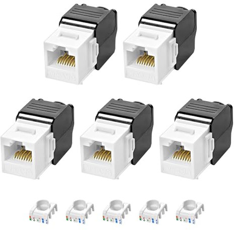 XMSJSIY Jack Keystone CAT6A 10 Gbps RJ45 Module Sans Outil Snap-in Fermeture 5PCS
