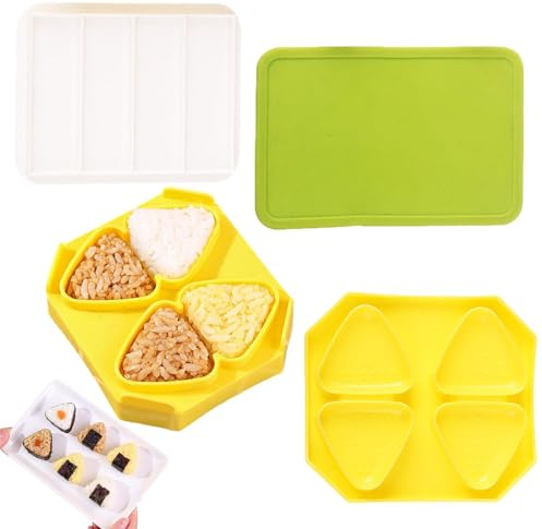Triangle Mold - Silicone Mold Set, Rice Ball Mold Sets | Kitchen Gadget Press for Making Bread, Triangle Cutting Board and Sandwiches, Cookies for Kids Lunch
