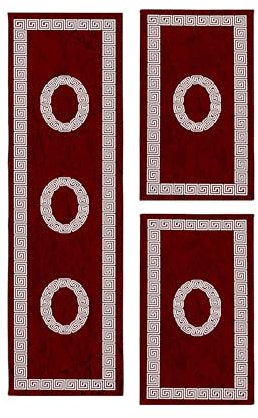 HomebyHome Bettumrandung Schlafzimmer 3 teilig Teppich Rot-2 - Waschbarer Bettumrandung Teppich Läufer Set Extra Flauschig Bettvorleger Schlafzimmer Bettset:2 St. 80x150 cm | 1 St. 80x300 cm