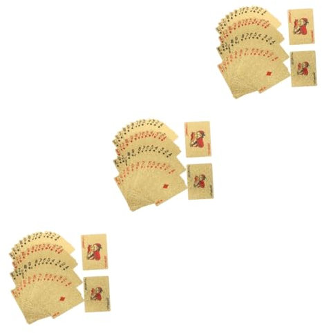 HEMOTON 3 Kisten Spielkarten mit Goldfolie Motto-Partyzubehör Requisiten für Familienspiele pokerkarten Plastik Spielkarten Spielzeug Karten für Trick Festival-Requisiten das Haustier