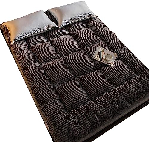 Matratze, Futon-Matratze, gepolstert, japanische Bodenmatratze, gesteppt, Matratzenauflage, zusammenklappbar, Gästematratze, tragbar, Schlafsaal, Reisen, Camping, Grau, 90 x 200 cm