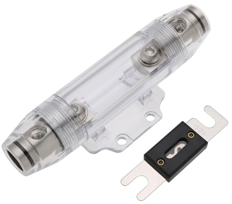 YINETTECH 150 Ampere 0/2/4 Gauge AWG ANL-Sicherung mit Halter Einzelner ANL Inline-Sicherungshalter Satin-vernickelt 3-teiliges Design für Autos Schiffe Car-Audio Etc