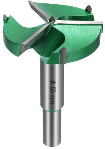 QUARKZMAN Forstnerbohrer 60mm Runder Griff aus Schnellarbeitsstahl, Länge 95mm Universelle und Hochwertige Holzbohrer, Grün