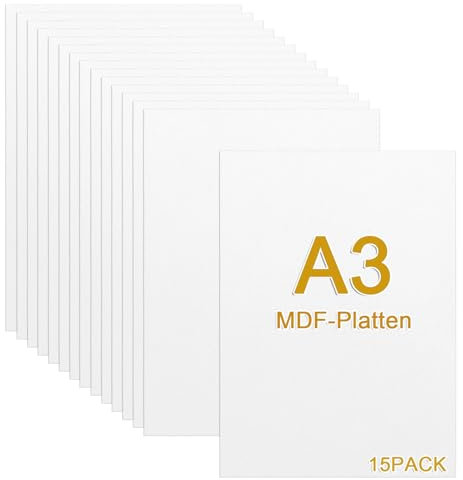 YAYODS 15 Stück A3 MDF Platten 3 mm - 420 x 300 x 3 mm Holzplatten zum Basteln - Holzplatte Weiß für Laser, CNC Router, Modellierung, Durchbrochenes, Laubsäge