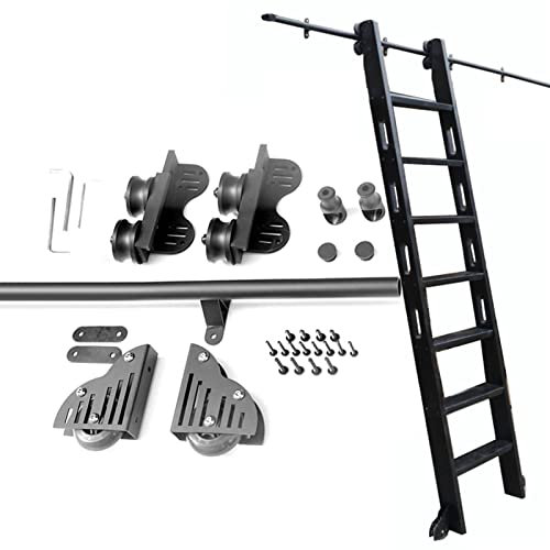 Montagesatz für Bibliotheks-Rollleiter, Beschläge für Schiebetüren im Scheunenstil (ohne Leiter), 103–614 cm, Bausatz, Rollleiter-Beschläge zum Aufstellen, Bibliotheks-Beschlagsatz für Schie