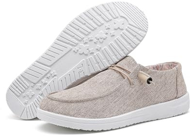 betyswear Womens Loafers Women Shoes Casual Slip-On Canvas Shoes Breathable Lightweight Boat Shoes for Women(24002-khaki-8