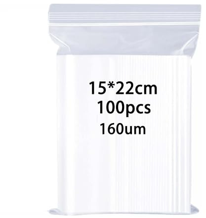 huruirui Buste Plastica Richiudibili 15x22cm 160μm Bustine Trasparenti 100pcs Addensare Borsa con Chiusura a Cerniera Bustine Trasparenti Richiudibili Sacchetti Ermetica Conserva Piccoli Oggetti