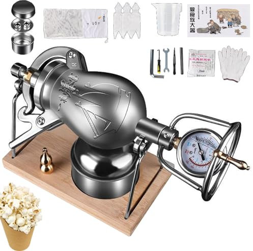 Hand popcornmaschineStainless Steel Chinese Popcorn Cannon Popcorn Machines for Home Popcorn Popper Stovetop Vintage Popcorn Machine Healthy Puffed Rice Maker (Color : 328ml)