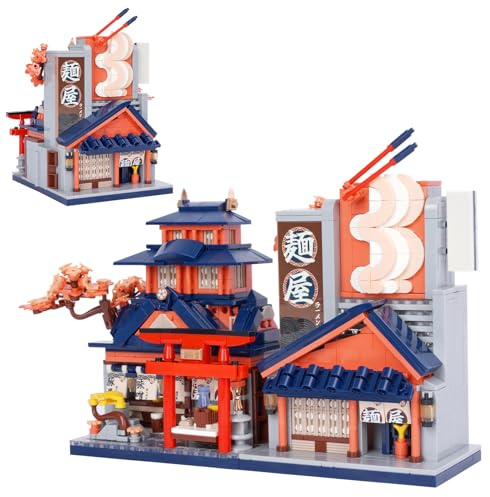 Oichy Japanisch Straßenansicht Ramen Shop Mini Bausteine MOC Creative STEM Japanisches Spielzeug Klemmbausteine Haus Architektur für Erwachsene und Jugendliche (Ramen-Laden)