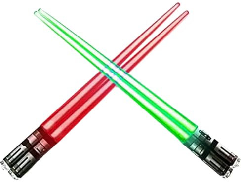 Bamberg Leuchtendes Lichtschwert-Essstäbchen-Set, 2 Paar, Rot Grün