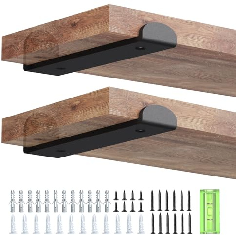 WELDUN 4 Set Regalhalterung Regalträger 15 CM, Metall Regalwinkel mit Lippen für die Wandmontage, Wandhalterung Regal Tragkraft 75 KG, Schwarz