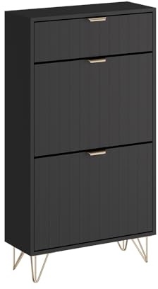 Vicco Schuhschrank Helge, Schwarz, 60 x 107.5 cm | 2 Fächer, zur Aufbewahrung von Schuhen und Accessoires geeignet