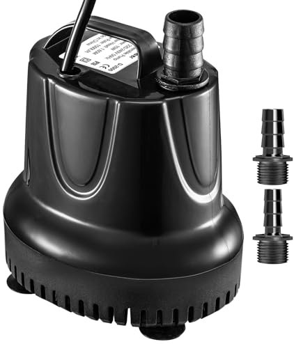 1500L/H Tauchpumpe Wasserpumpe Klein Submersible Pump Aquarium Wasser Pumpe with 2 Nozzle Quiet Aquariumpumpe Springbrunnenpumpe Water Pump for Fountains Fish Tank Pond Hydroponic Statuary Black