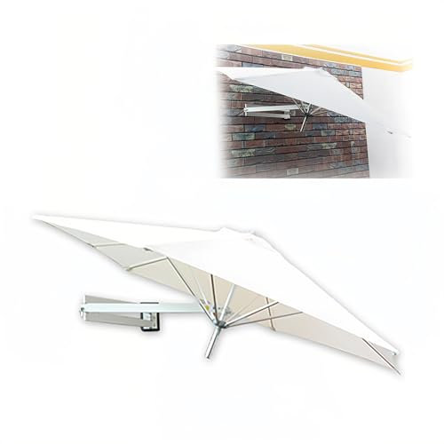 Sombrilla De Pared Ø220/250cm, Parasol Ajustable para Exterior, Paraguas Plegable Y Inclinable, Sombrilla Impermeable con Protección Solar, para Jardín, Terraza, Patio, Balcón(Beige,220cm/7.7ft)