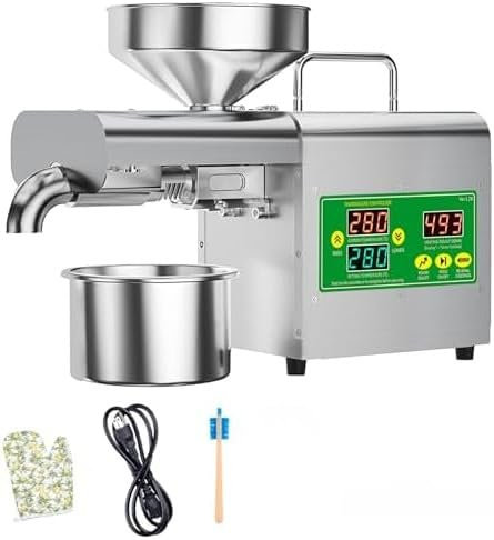 Presse à Huile électrique 1500W–Double Mode de Pressage à Froid et à Chaud Écran Tactile pour Machine De Presse à Huile Presse Huile Électrique pour Lin Arachide Ricin Chanvre Graine De Perilla