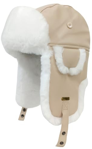 HEYANN Ushanka Trappermütze Russische Fliegermütze für Herren und Damen | Winter Trapper Mütze mit Kunstpelz Russische Künstliches fellleder Fliegermütze Ushanka Warme mit Ohrenklappen