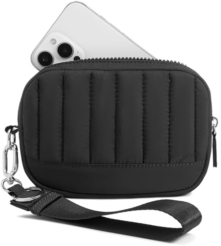 Marvolia Wristlet Wallet for Women Quilted Protective Wristlet Purse, Black | Lightweight, Multi-Pockets with Zipper, for Travel Daily Necessities