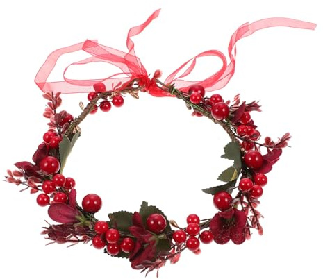 MERRYHAPY Couronne de Noël Simulée Rouge pour Cheveux Accessoire Mariage et Fête Bandeau Décoratif Confortable pour Mariée et Événements Festifs